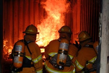 firefighters battle fire